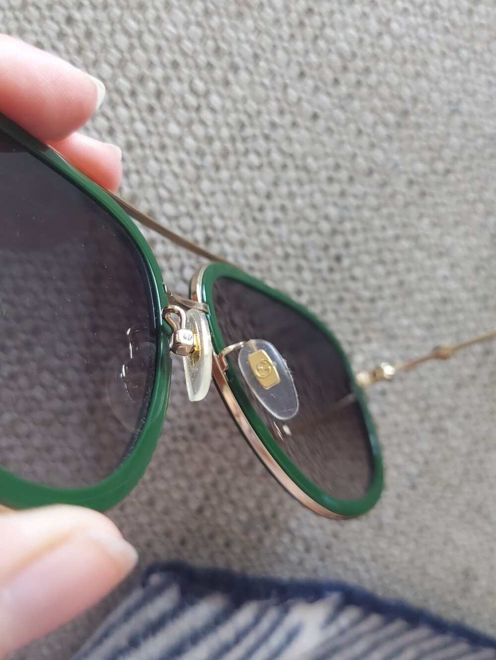 Gucci Gold Frame Black Sunglasses with Red Trim - Picture 6 of 9